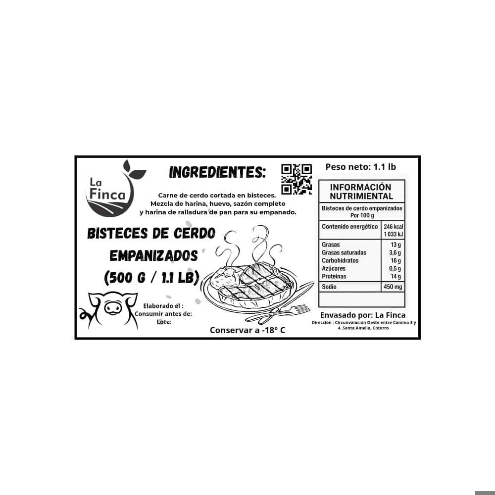 Bistecs de cerdo empanizados La Finca (500 g / 1.1 lb) - Miniatura 2