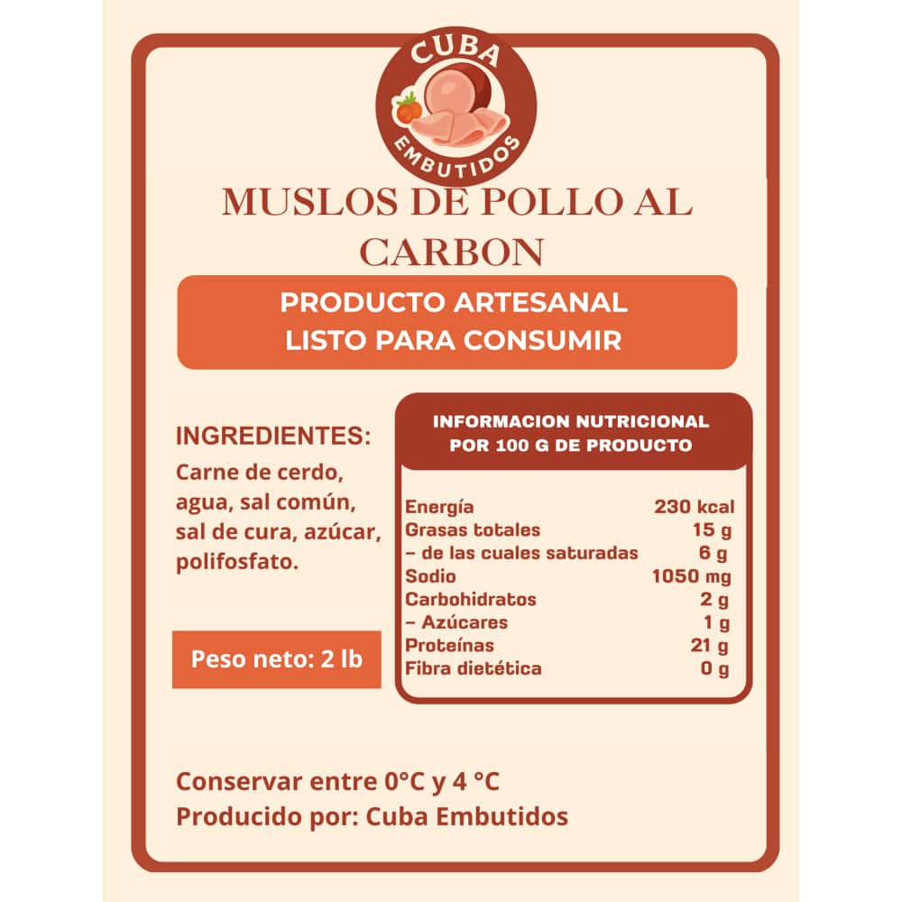 Muslos de pollo al carbón Cuba Embutidos (907 g / 2 lb) - Miniatura 3