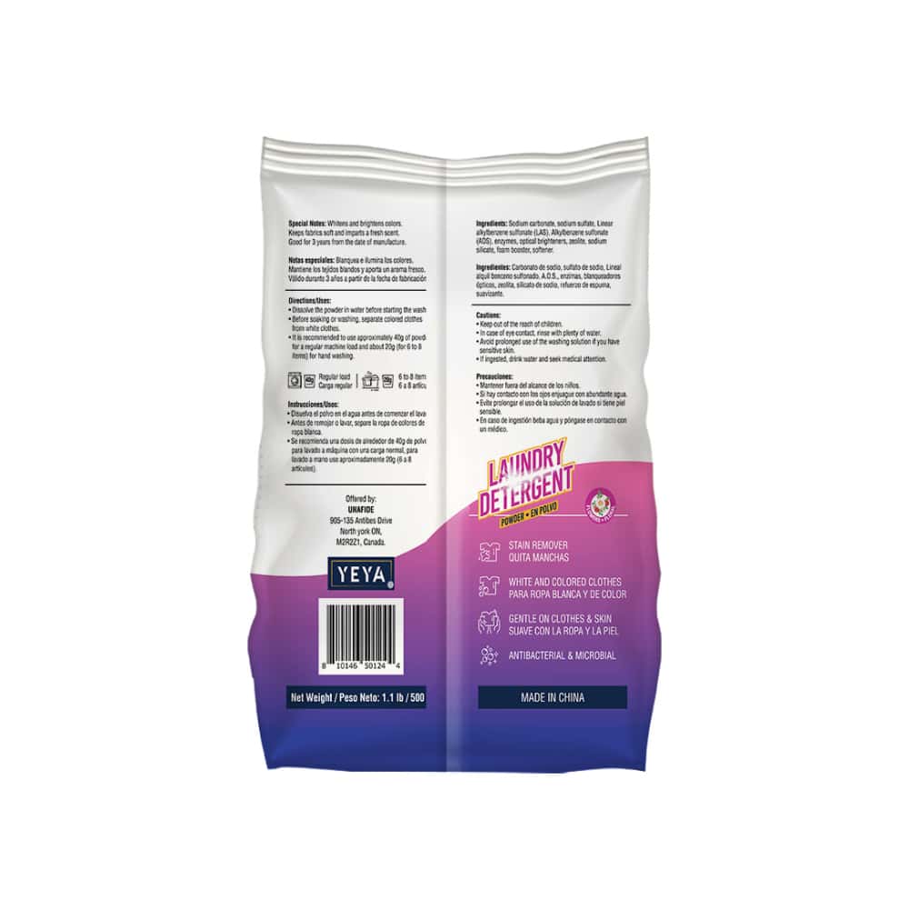 Detergente en polvo con aroma a flores YEYA (5 x 500 g / 1.1 lb) - Miniatura 3