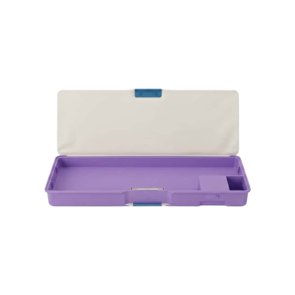 Estuche escolar para lápices de plástico con sacapuntas morado con diseño del espacio Gutza - Miniatura 3
