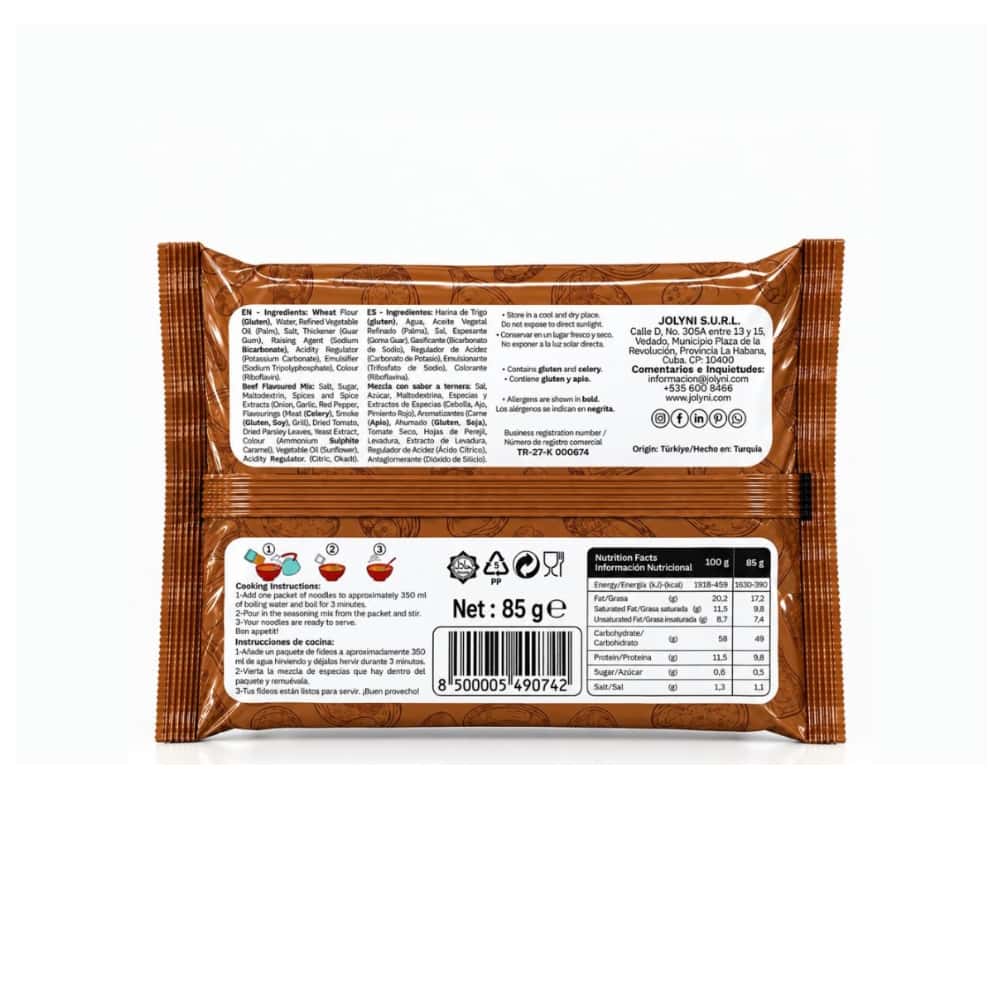Sopa de fideos instantáneos sabor ternera Jolyni (85 g / 3 oz) - Miniatura 2