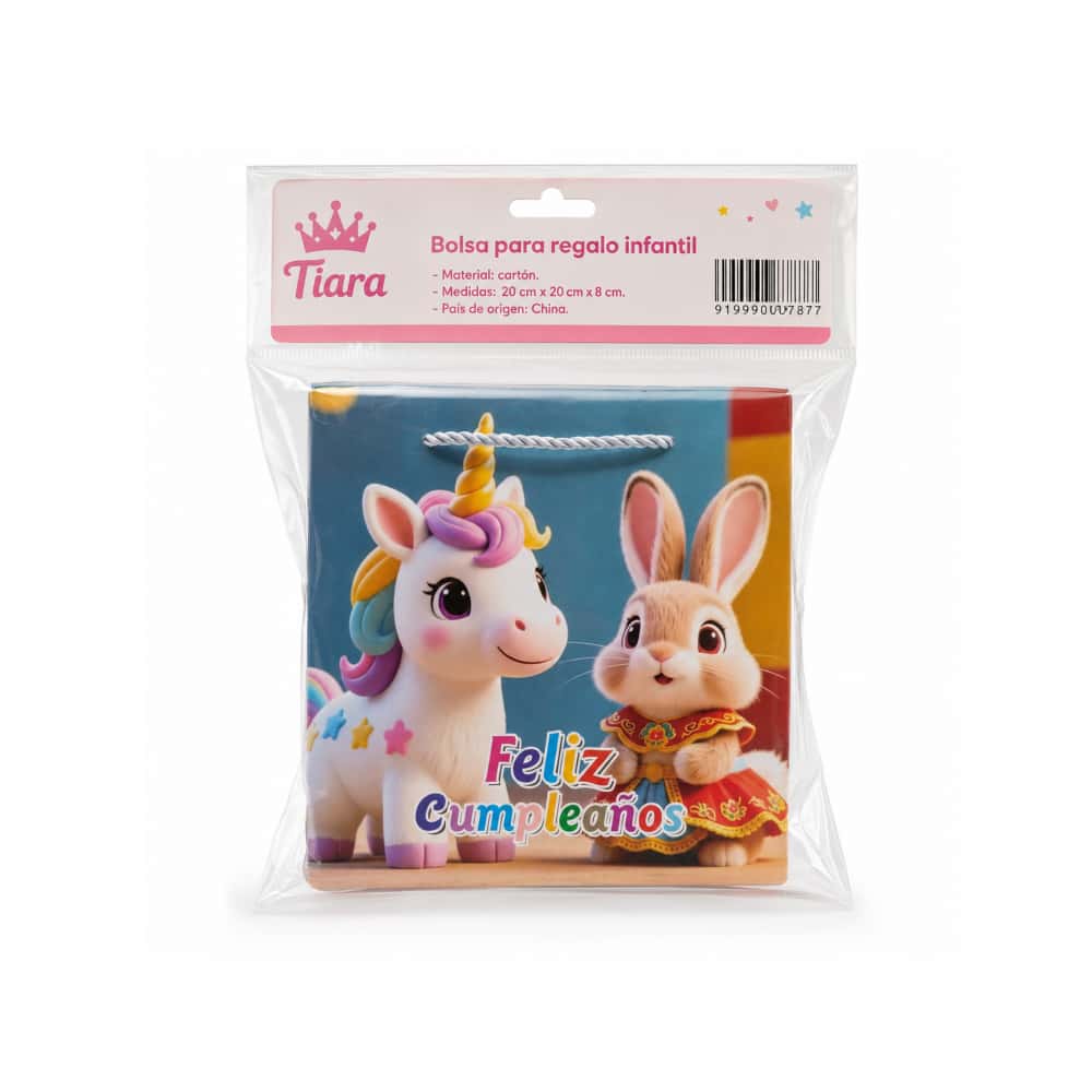 Bolsa para regalo infantil decorado con conejo y unicornio Tiara - Miniatura 3