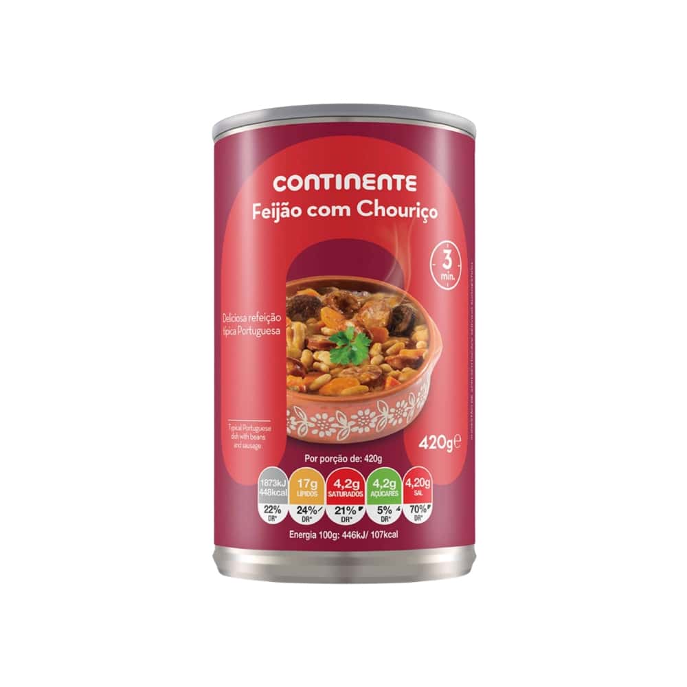 Alubias con chorizo sin gluten Continente (420 g / 14.82 oz) - Miniatura 1