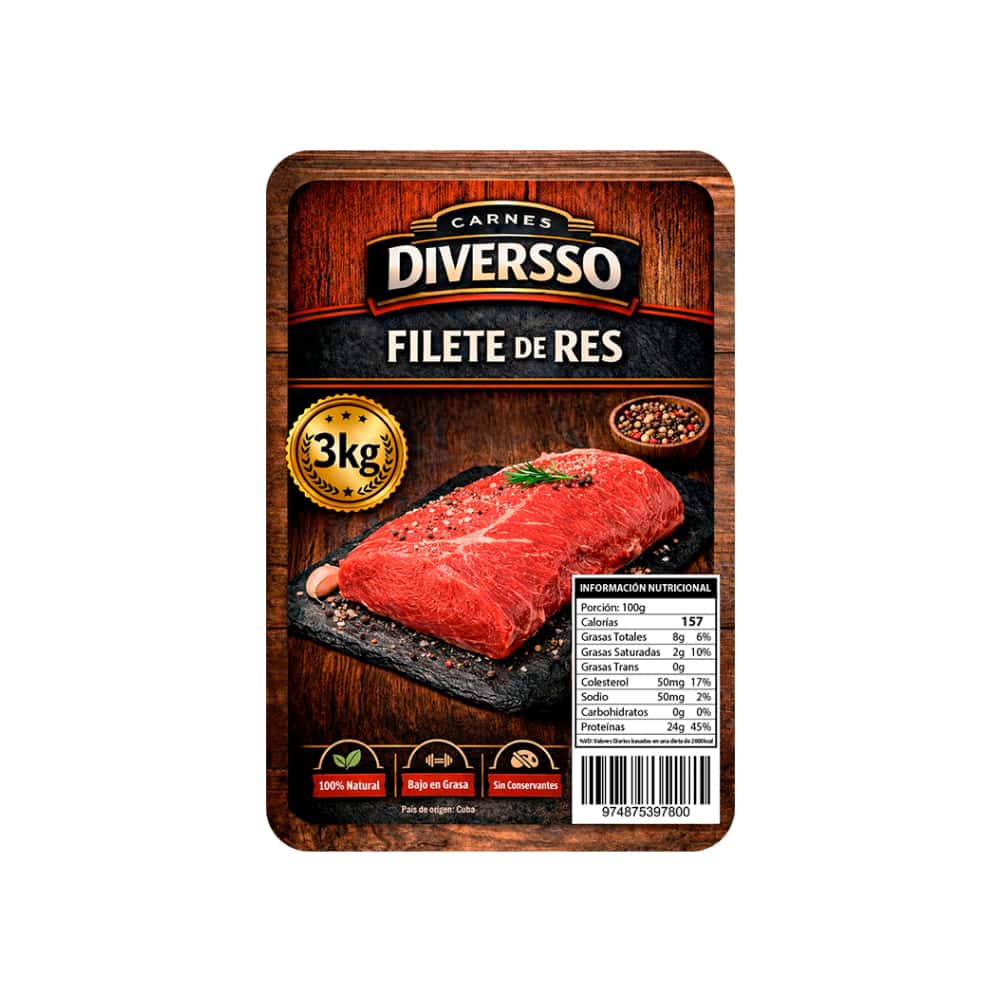 Filete -solomillo- de res Diversso (3 kg / 6.6 lb) - Miniatura 2