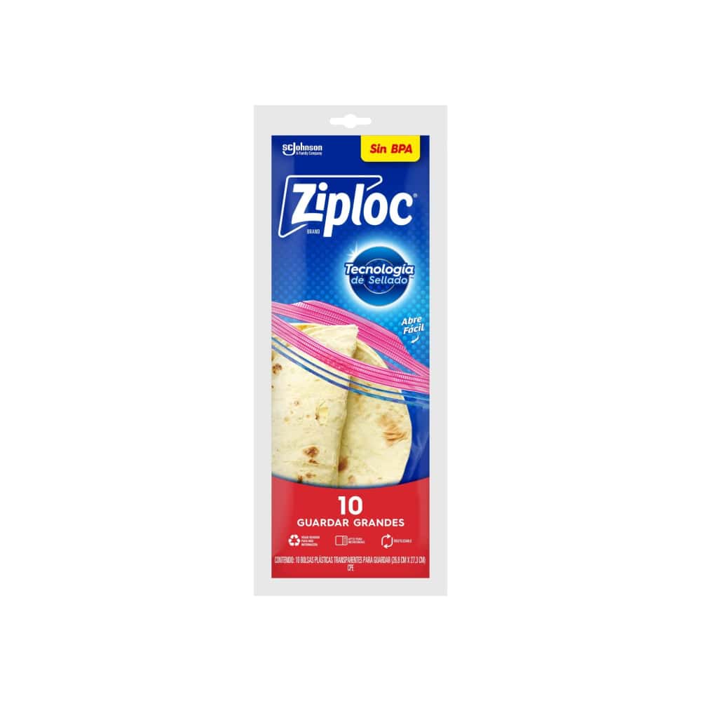 Bolsas grandes reutilizables de plástico transparente grandes para guardar Ziploc (10 U) - Miniatura 1