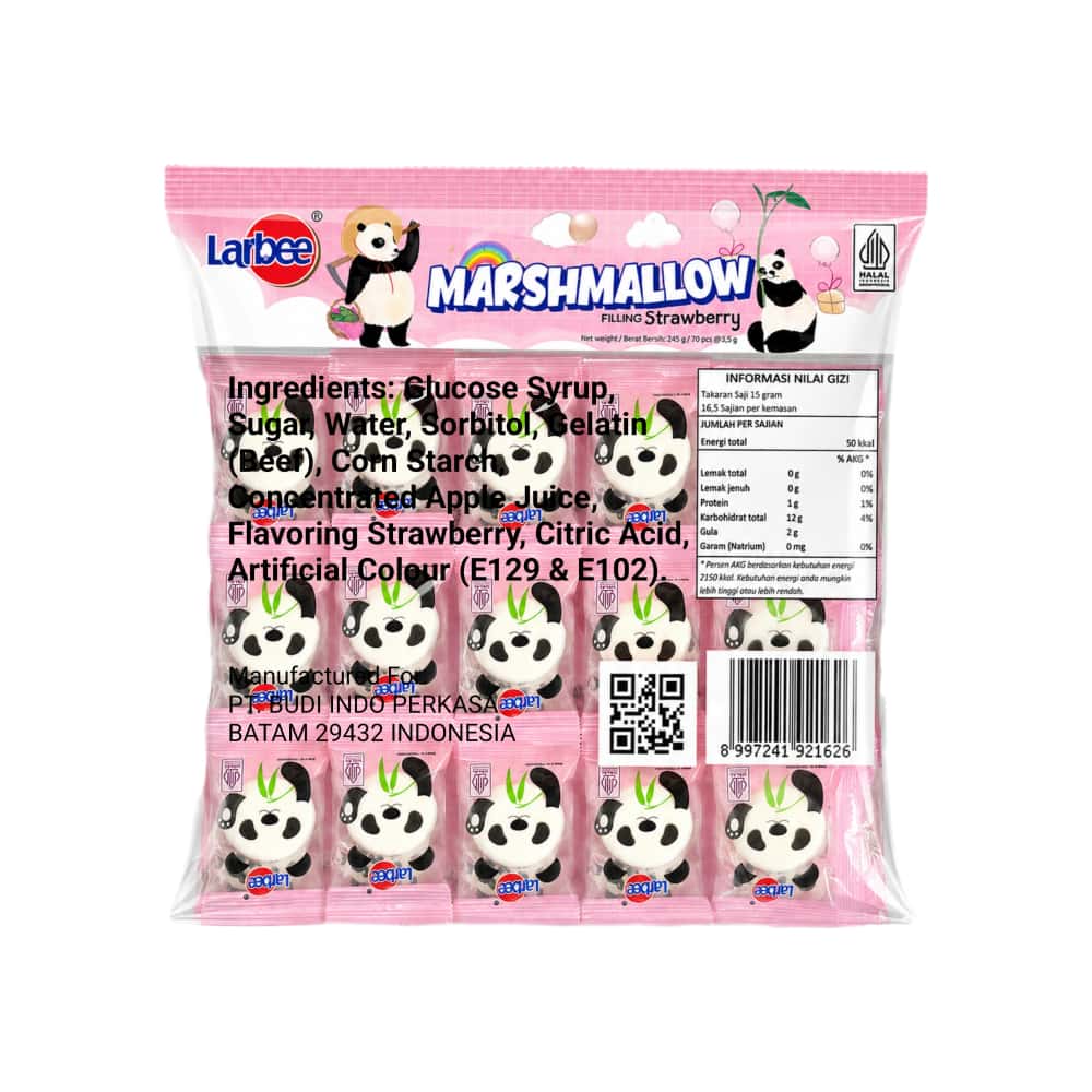 Malvadiscos rellenos de fresa en forma de pandas Larbee (245 g / 8.64 oz) - Miniatura 2
