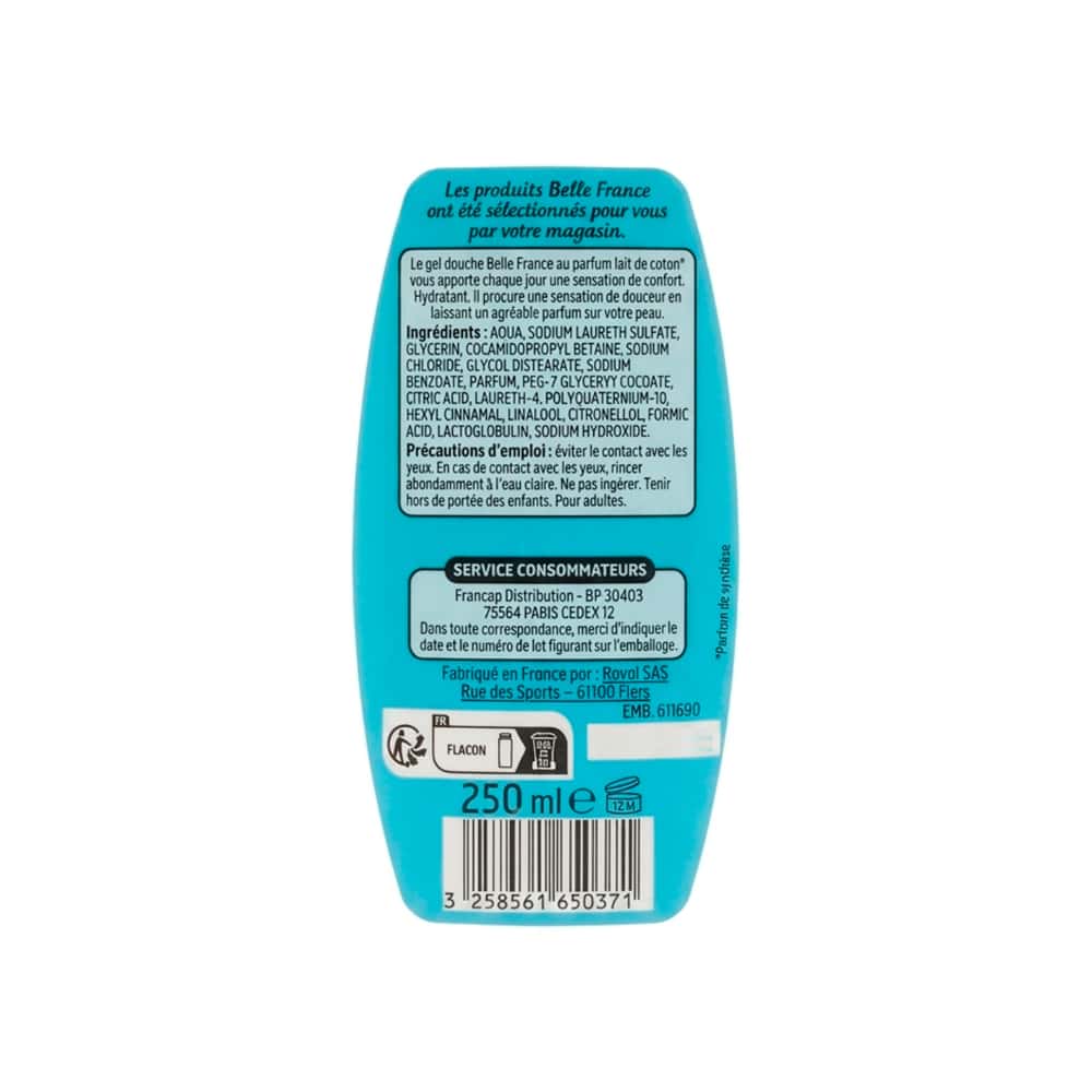 Gel de ducha hidratante con perfume leche de algodón Belle France (250 ml) - Miniatura 3