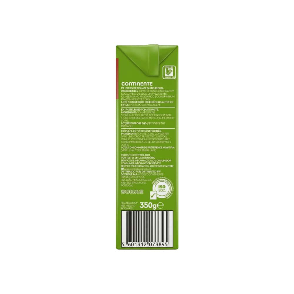 Pulpa de tomate pasteurizada Continente (350 g / 12.35 oz) - Miniatura 3