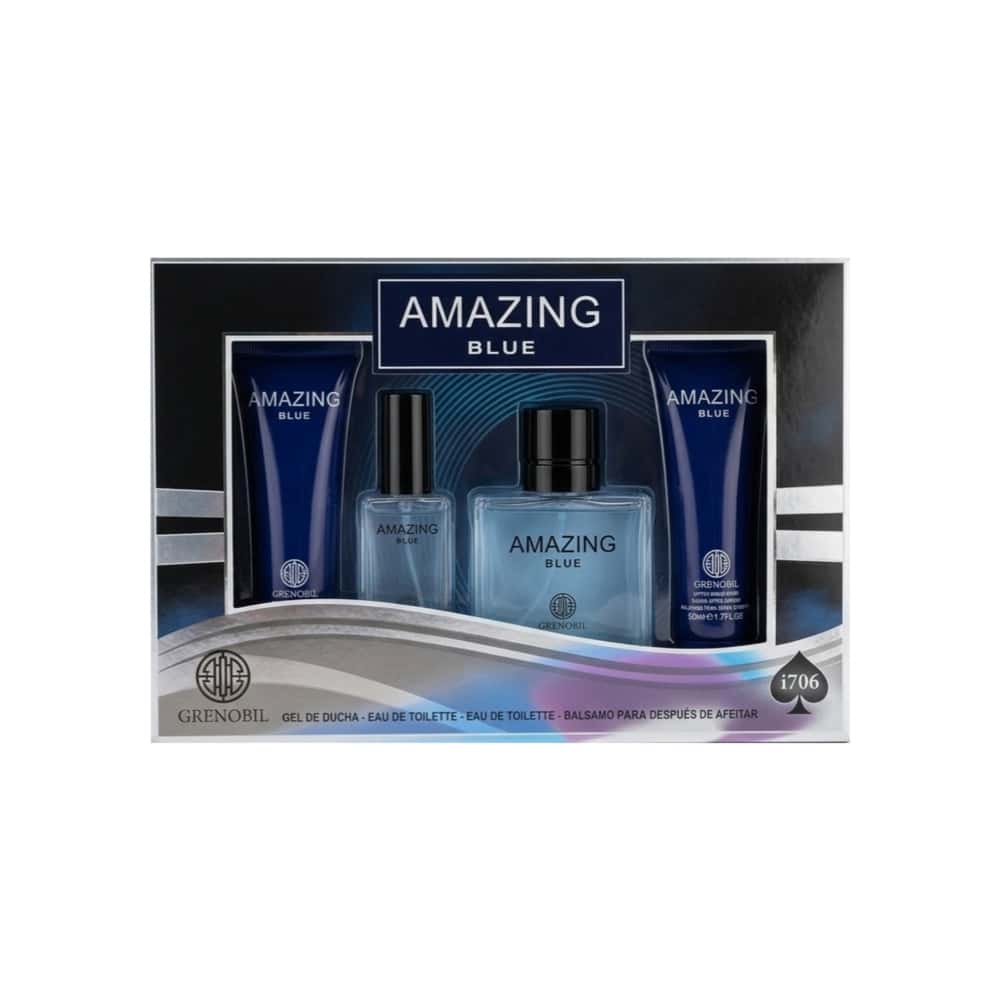 Set de regalo gel de ducha, agua de tocador y bálsamo para después de afeitar Amazing Blue Grenobil - Miniatura 1
