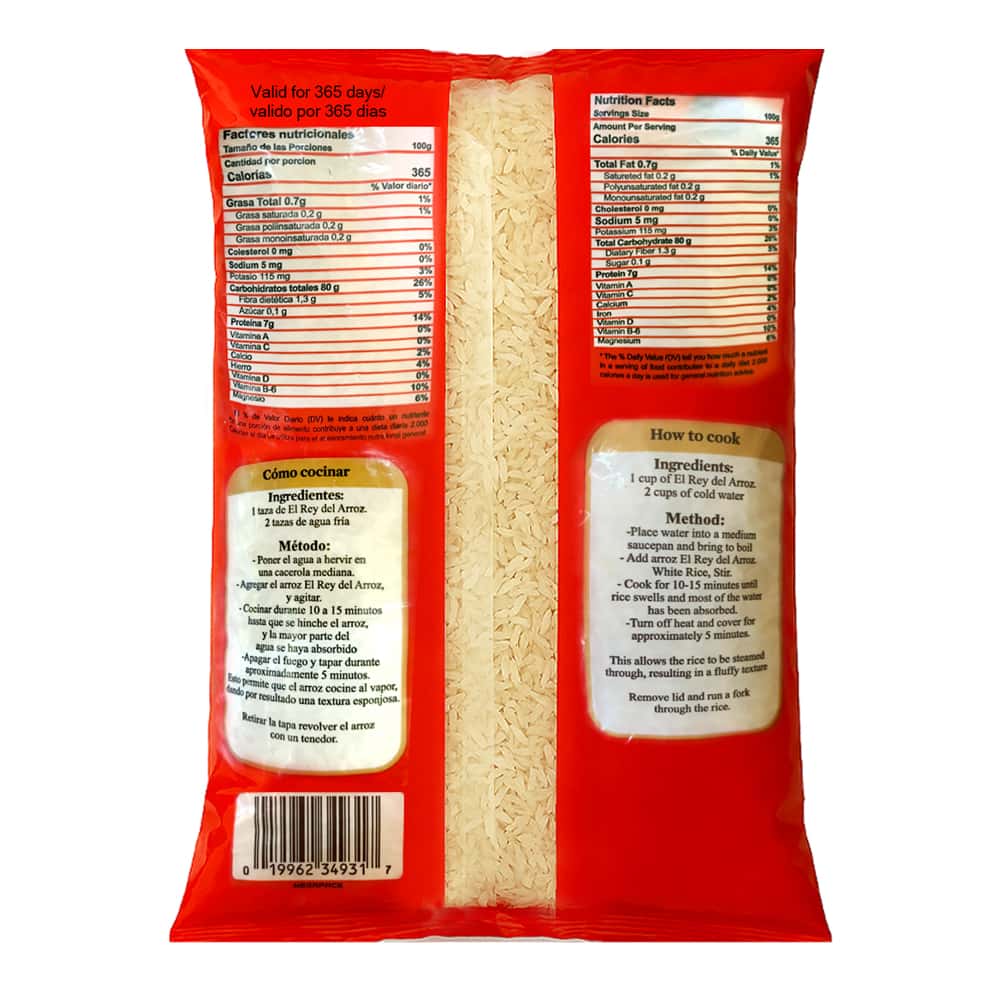 Arroz blanco de grano extra largo El rey del arroz (1 kg / 2.2 lb) - Miniatura 9
