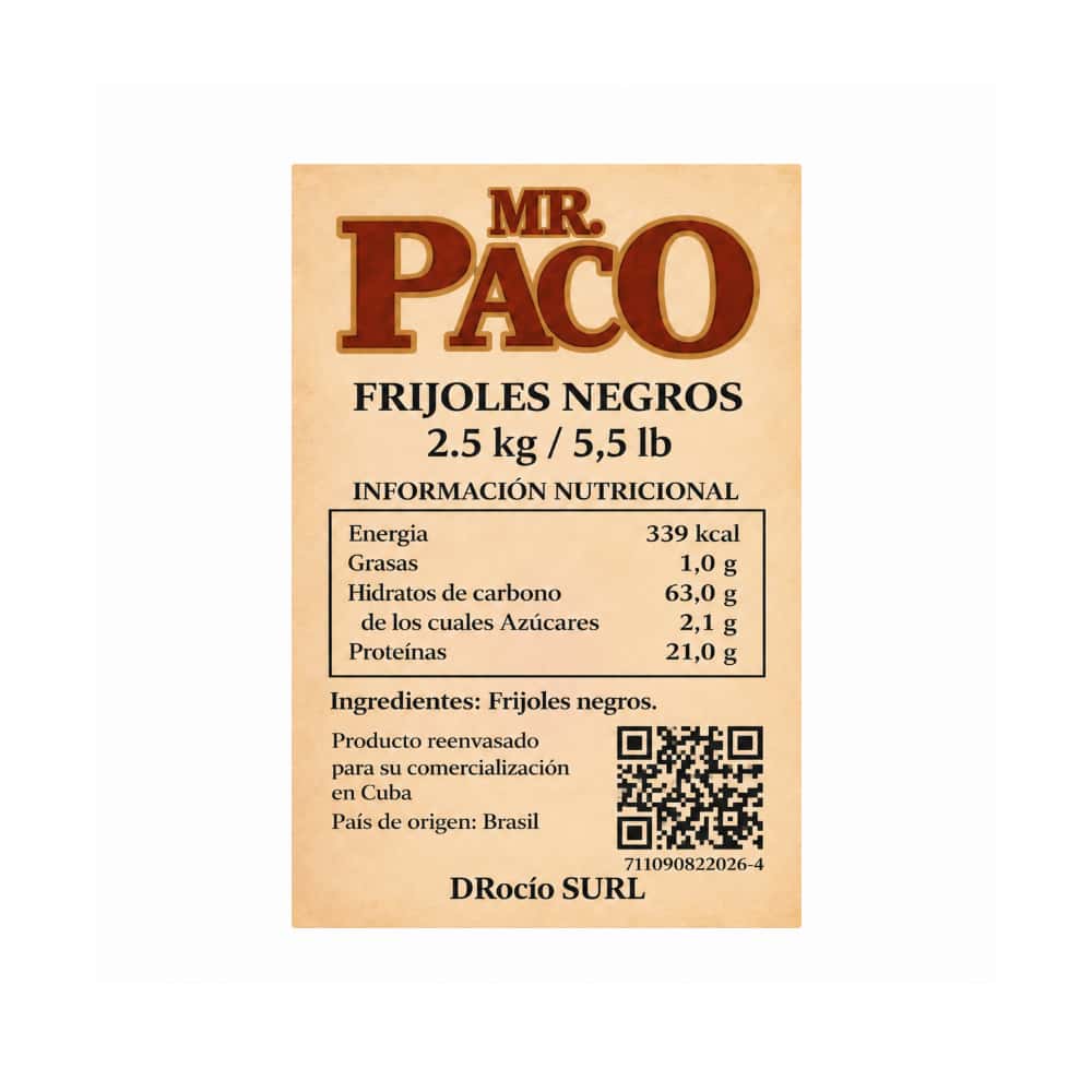 Frijoles negros Mr. Paco (2.5 kg / 5.5 lb) - Miniatura 3