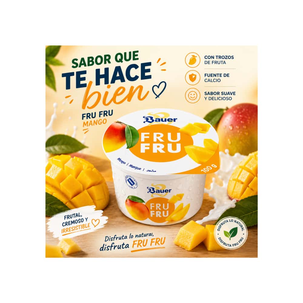 Yogur sabor mango Bauer Fru Fru (12 x 100g / 3.53oz) - Miniatura 5