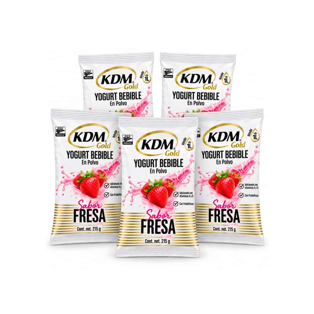 Yogurt bebible en polvo sabor fresa KDM Gold (5 x 215 g / 7.58 oz) - Miniatura 1