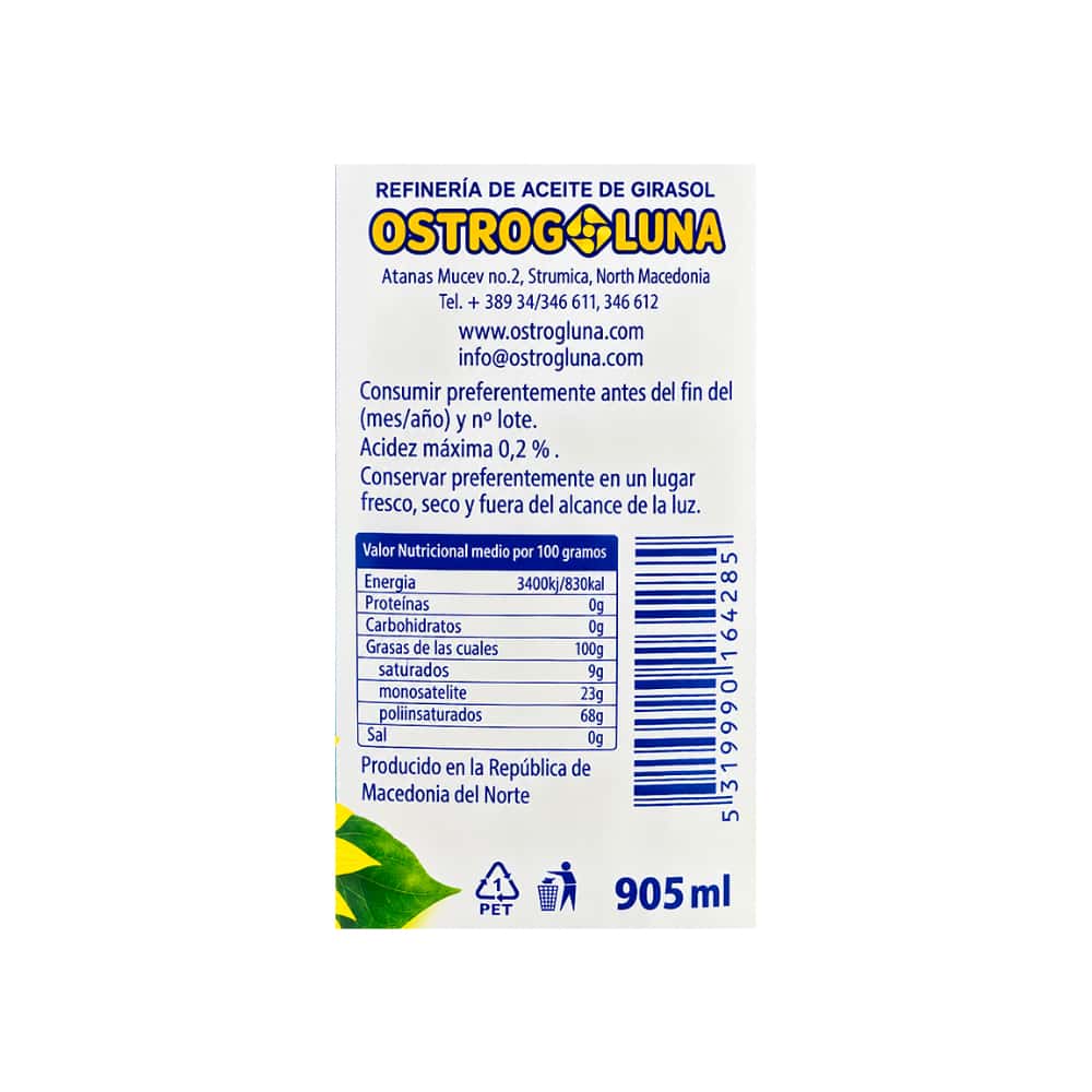 Aceite refinado de girasol Biser (905 ml) - Miniatura 3