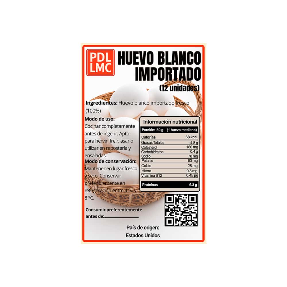 Huevo blanco importado PDL LMC (12 U) - Miniatura 3
