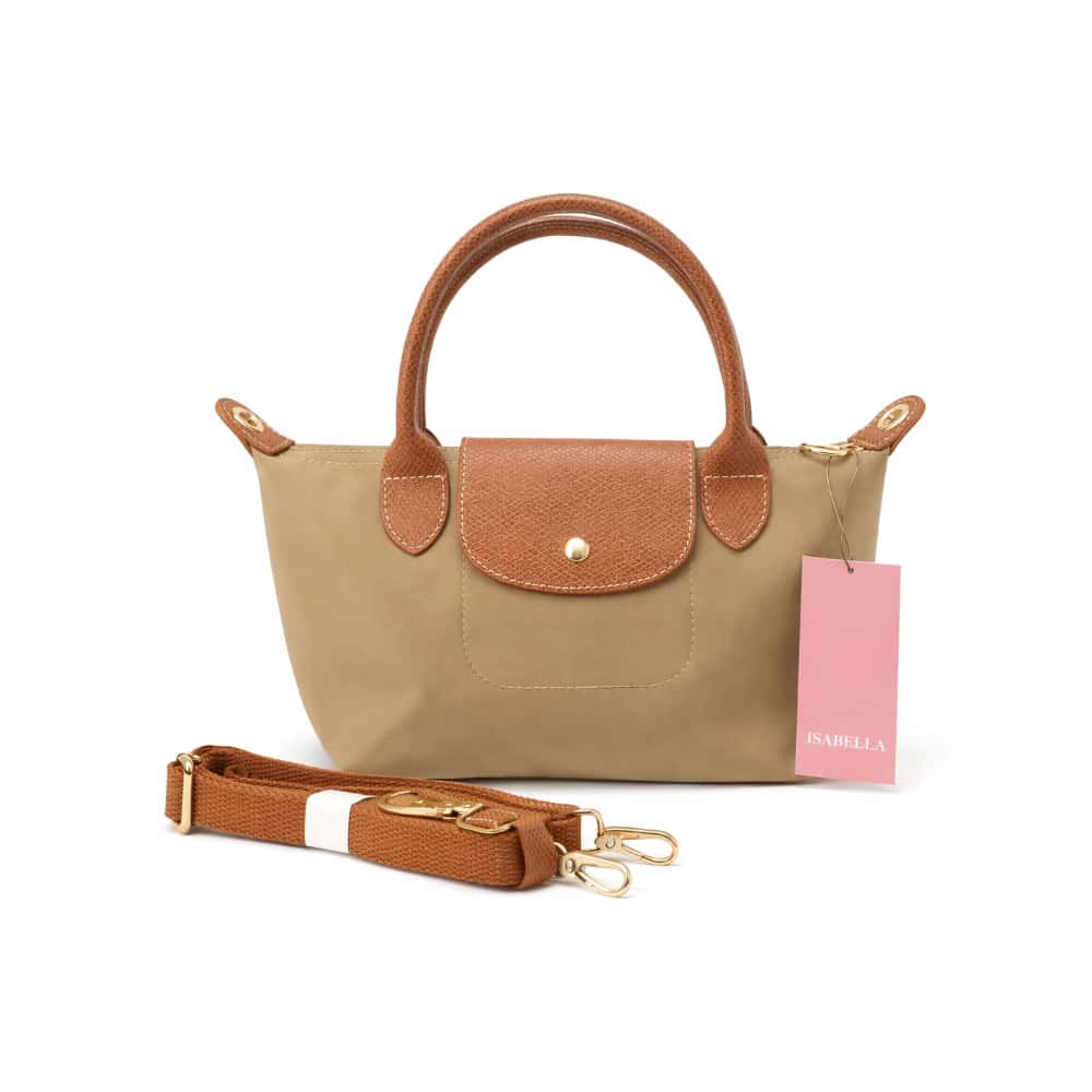 Bolso tote de nailon caqui con detalles de piel y asas extraíbles ISABELLA (1 U) - Miniatura 2
