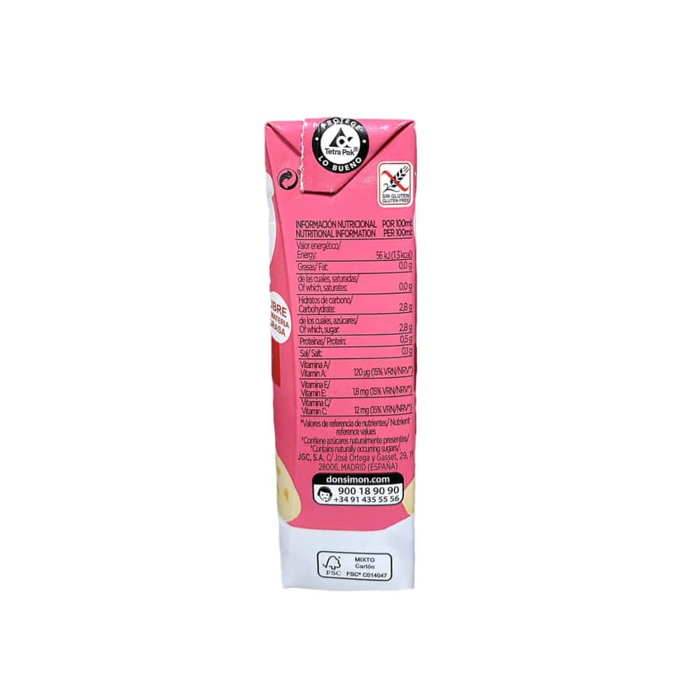 Bebida refrescante de zumo de fruta + leche sabor fresa y plátano Don Simon (24 x 200 ml) - Miniatura 3