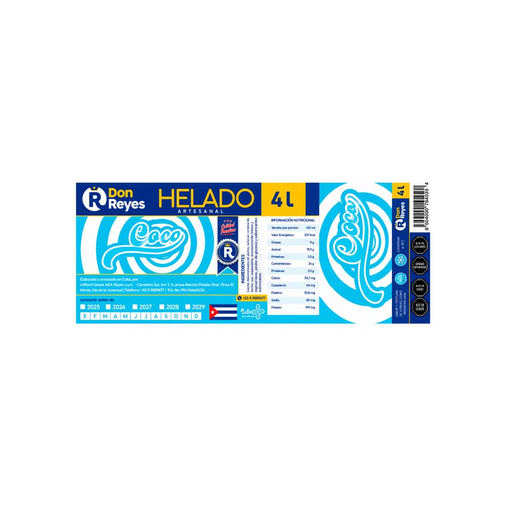 Helado artesanal sabor coco Don Reyes (4 L) - Miniatura 4