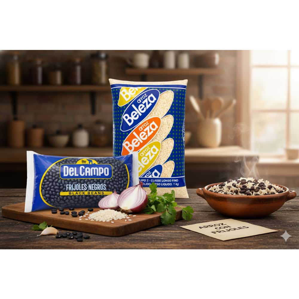 Arroz tipo 2 Beleza (1 kg / 2.20 lb) + Frijoles negros Del Campo (454 g / 1 lb) - Miniatura 4
