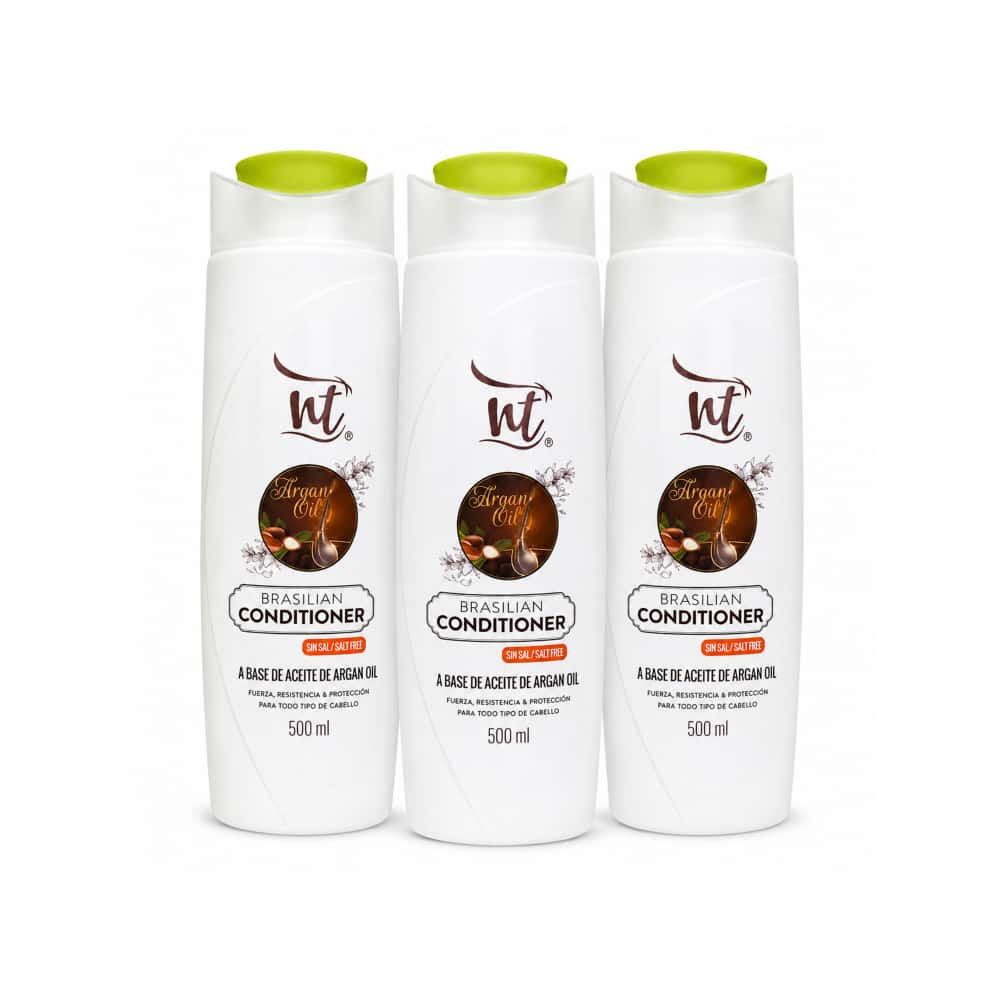 Acondicionador sin sal a base de aceite de argán Brazilian Wow NT (3 x 500 ml / 17.6 fl.oz) - Miniatura 1