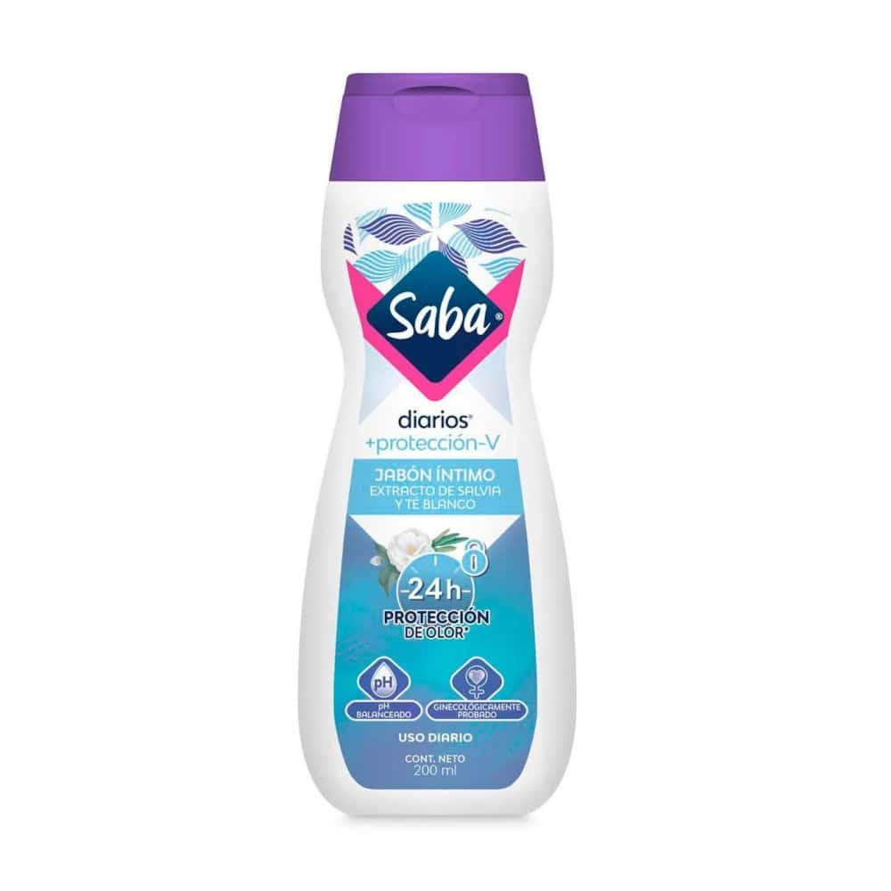 Jabón íntimo con extracto de salvia y té blanco protección-V Saba Diarios (200 ml) - Miniatura 3