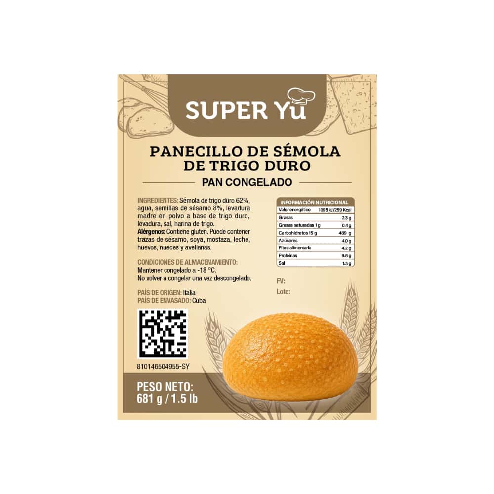 Panecillo de sémola de trigo duro congelado Super YU (681 g / 1.5 lb) - Miniatura 3