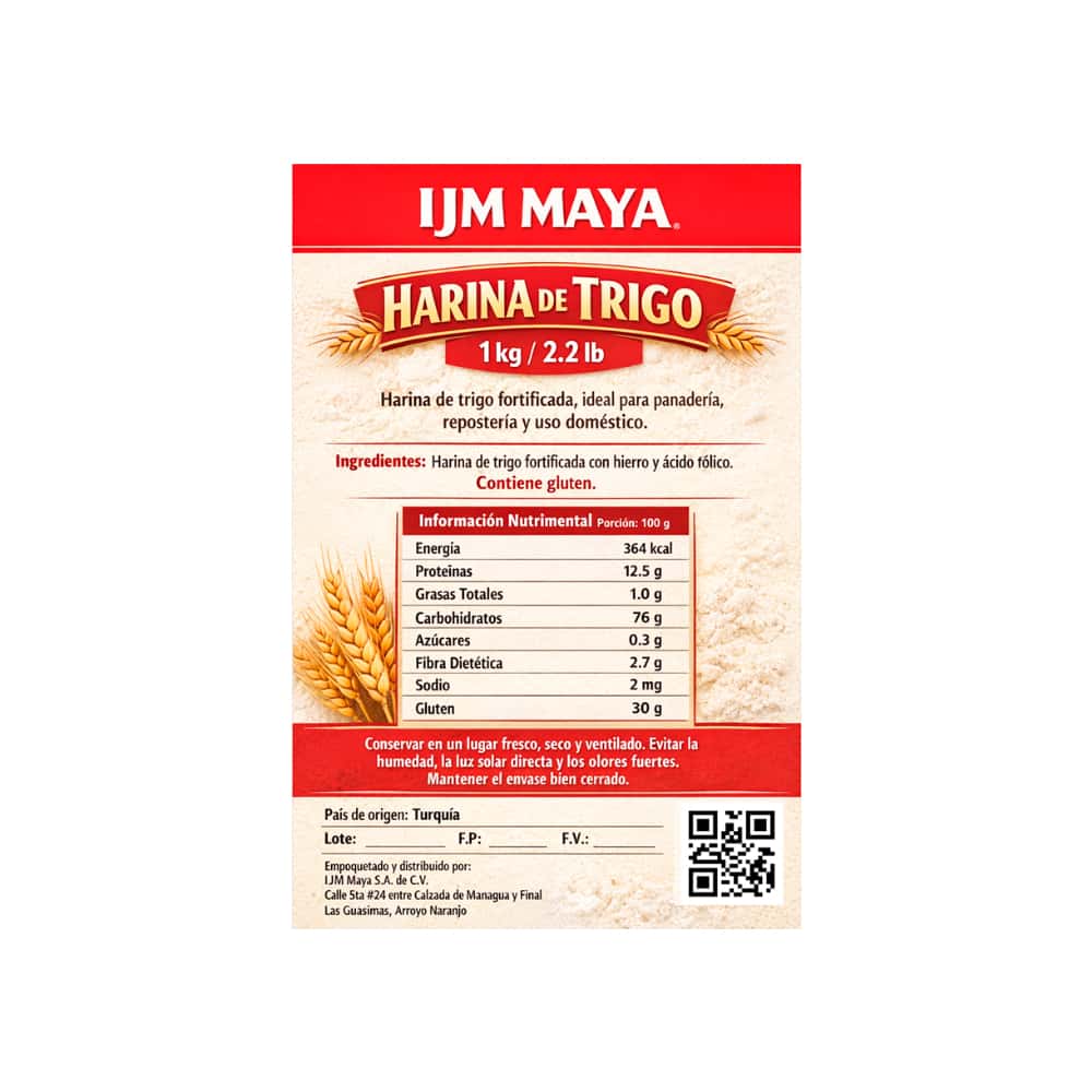 Harina de trigo fortificada IJM Maya (1 kg / 2.2 lb) - Miniatura 2