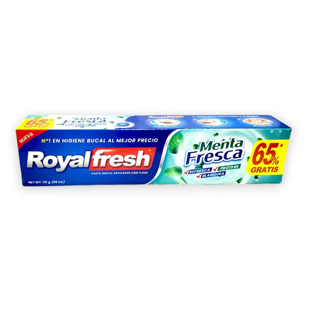 Pasta dental anticaries con flúor Menta Fresca Royalfresh (115 g / 4.05 oz) - Miniatura 2