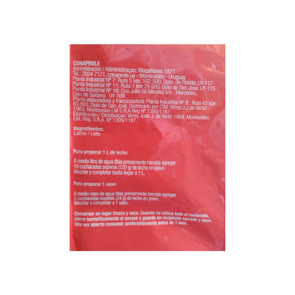 Leche entera en polvo Conaprole (1 kg / 2.20 lb) - Miniatura 2