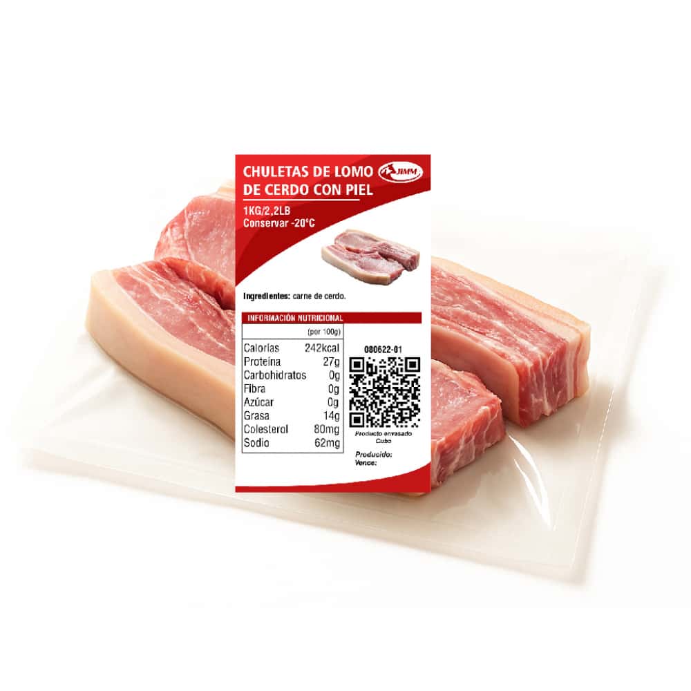 Chuletas de lomo de cerdo con piel Jimm (1 kg / 2.2 lb) - Miniatura 1