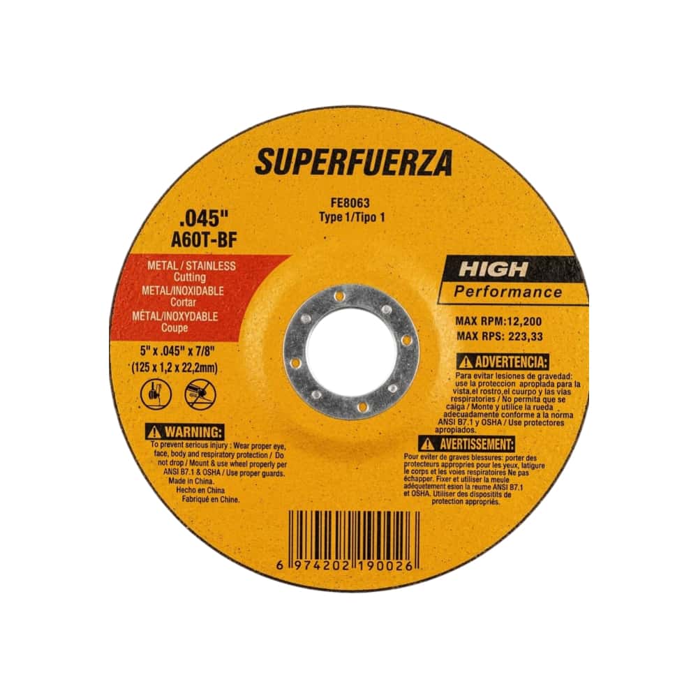 Disco de corte de metal 5" x 0.045" x 7/8" FE8063 Superfuerza - Miniatura 1