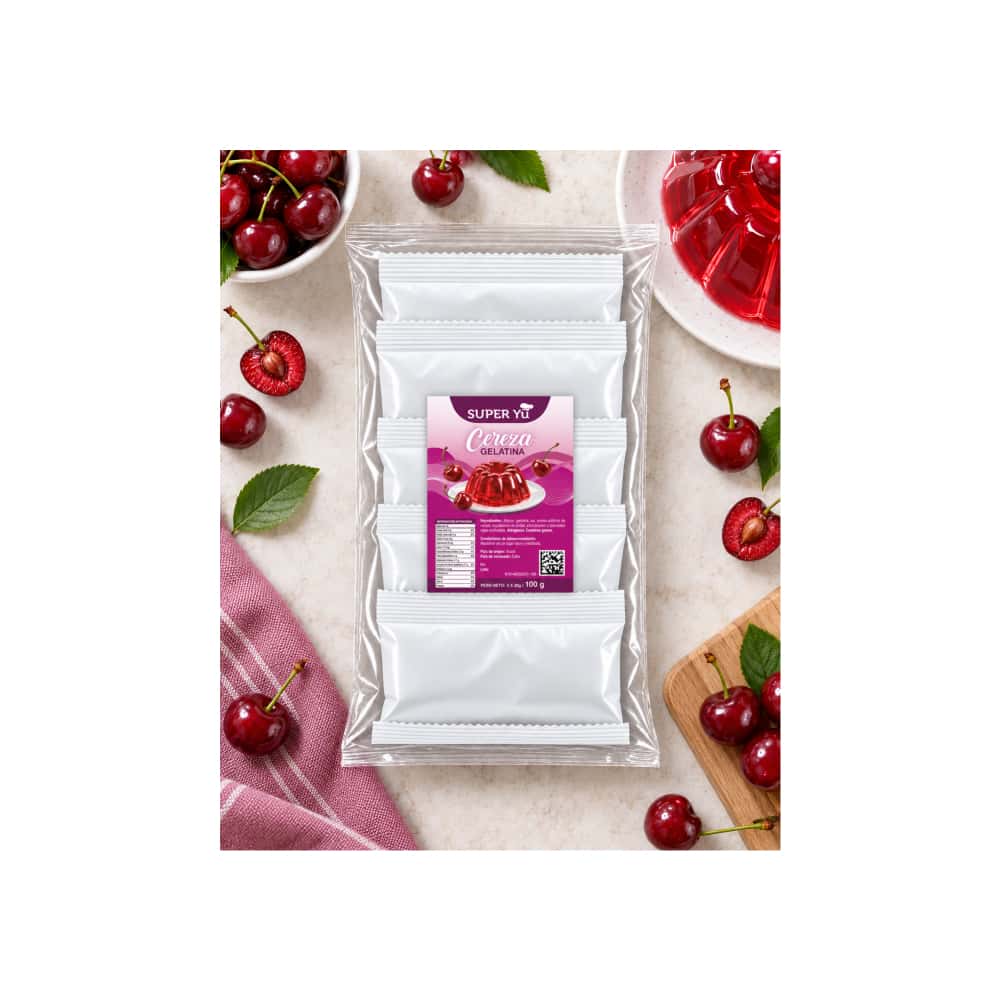 Gelatina sabor cereza Super Yu (100 g / 3.53 oz) - Miniatura 3
