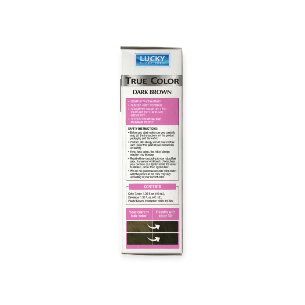 Tinte de cabello para mujer color castaño oscuro #30 Lucky Super Soft (40 ml / 1.36 fl. oz) - Miniatura 3