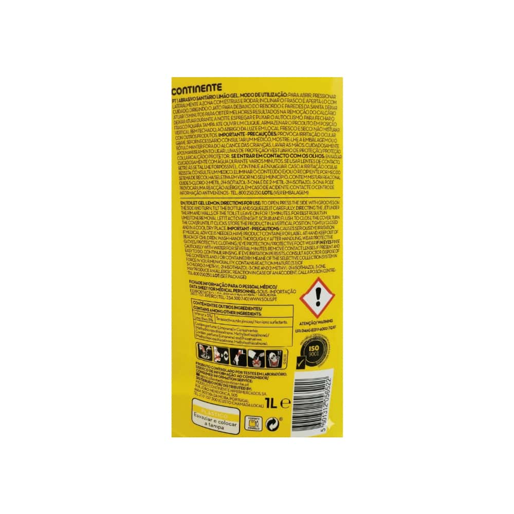 Gel abrasivo sanitario limón Continente (1 L / 33.8 fl oz) - Miniatura 3