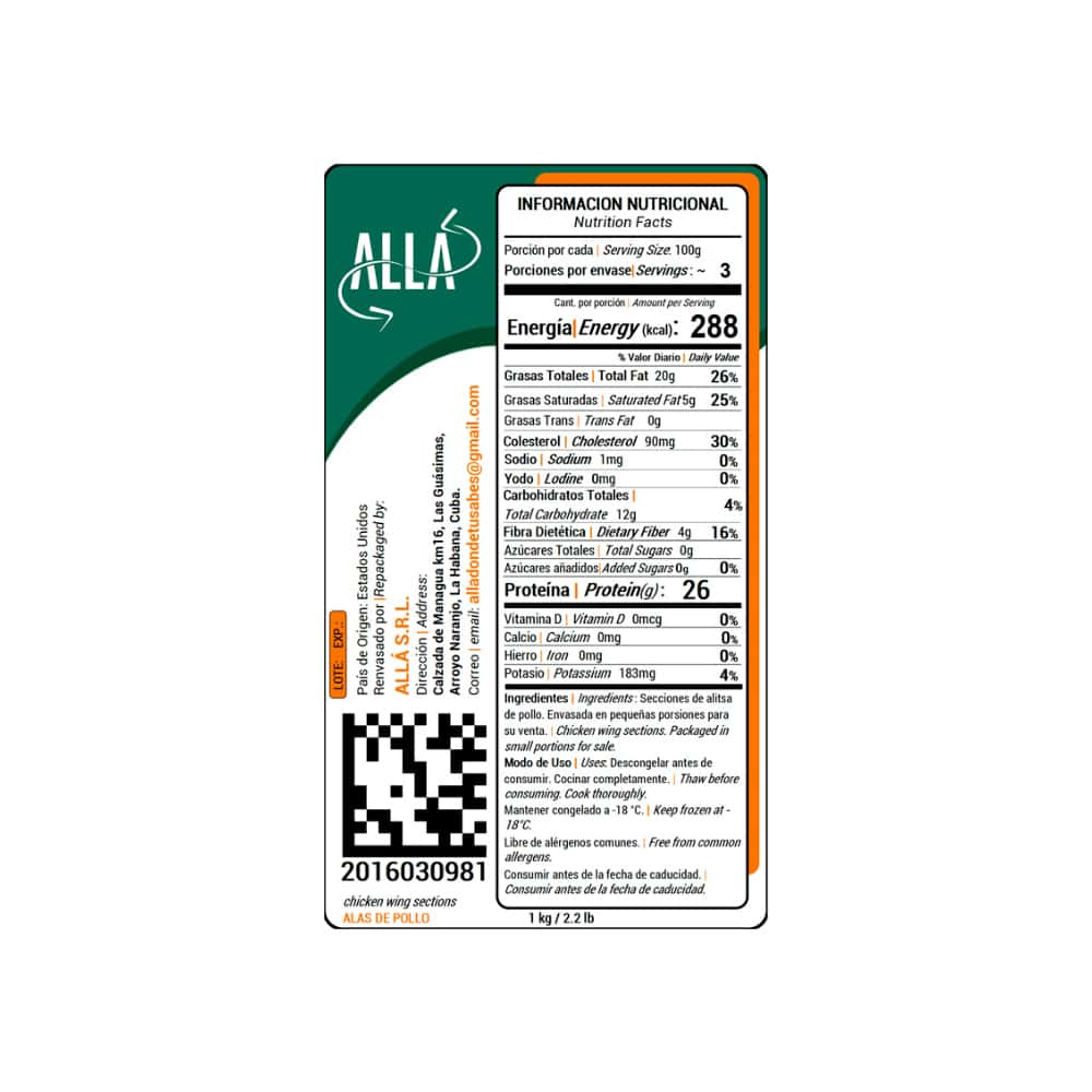 Alas de pollo ALLÁ (1 kg / 2.2 lb) - Miniatura 4