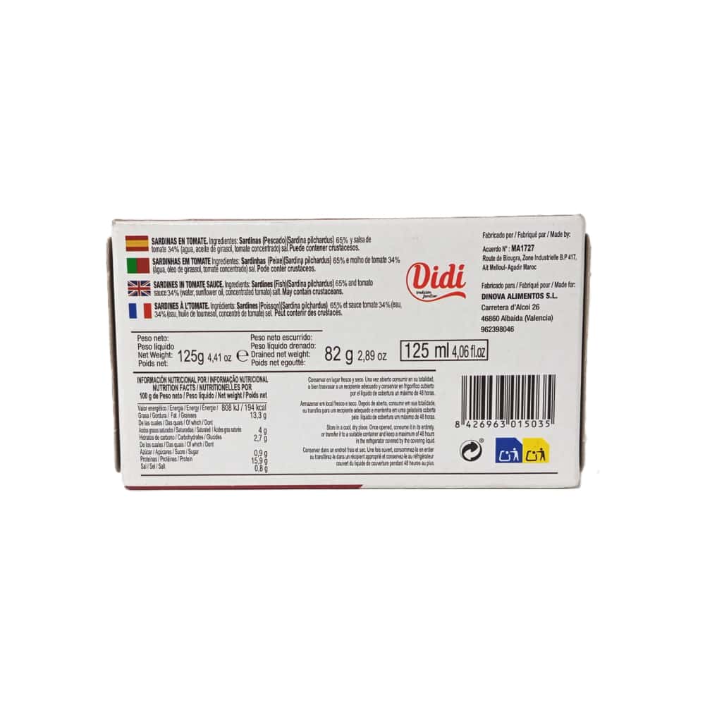 Sardinas en tomate Didi (125 g / 4.41 oz) - Miniatura 3