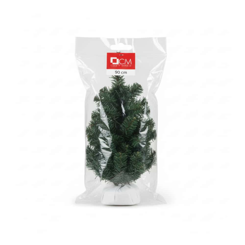 Árbol de navidad artificial de color verde con puntas blancas con base blanca 90 cm Casa y Menaje - Miniatura 4