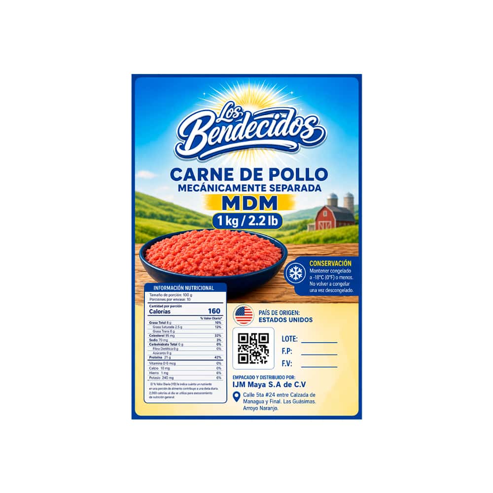 Carne de pollo mecánicamente separada MDM Los Bendecidos (1 kg / 2.2 lb) - Miniatura 2