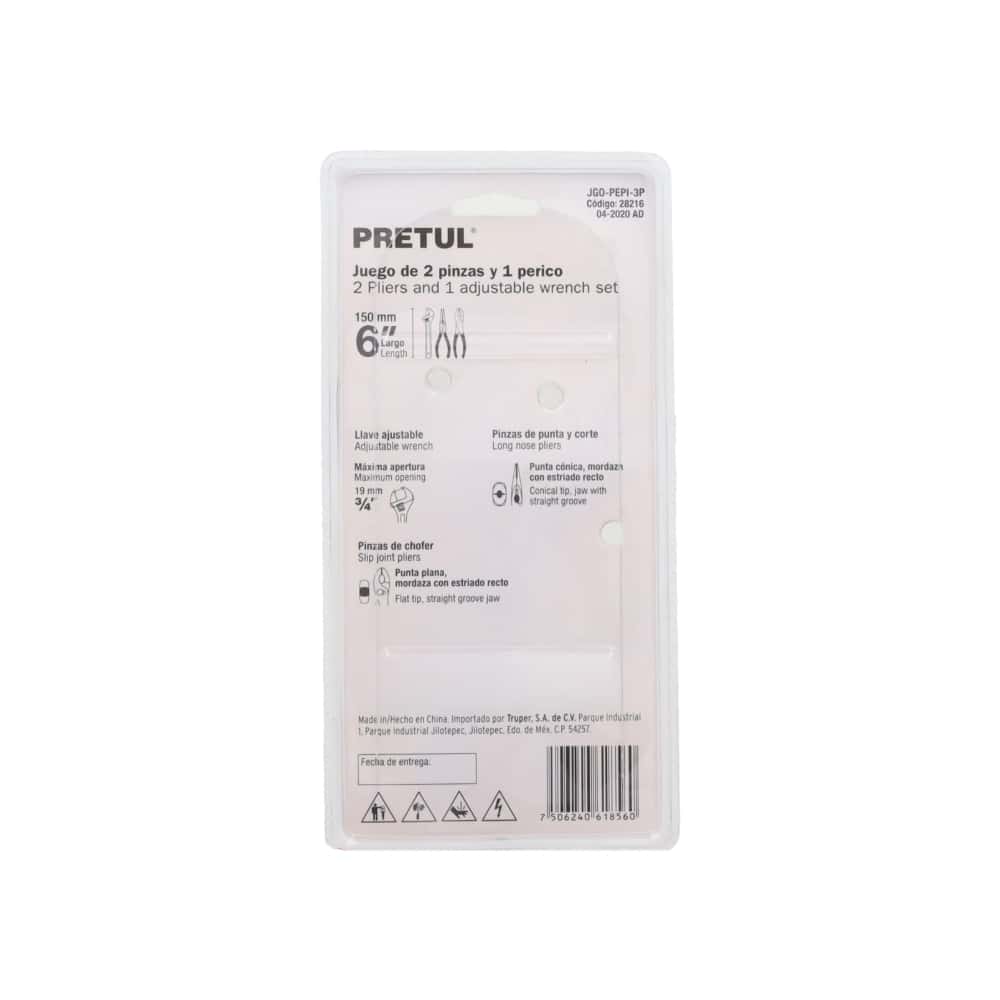 Juego de 2 pinzas y 1 llave ajustable 150 mm - 6 pulgadas Pretul - Miniatura 4