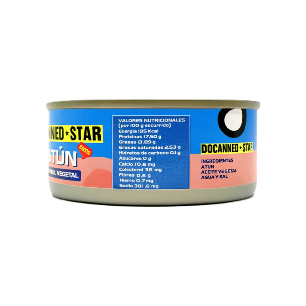 Atún en aceite vegetal Docanned Star (48 x 140 g / 4.9 oz) - Miniatura 3