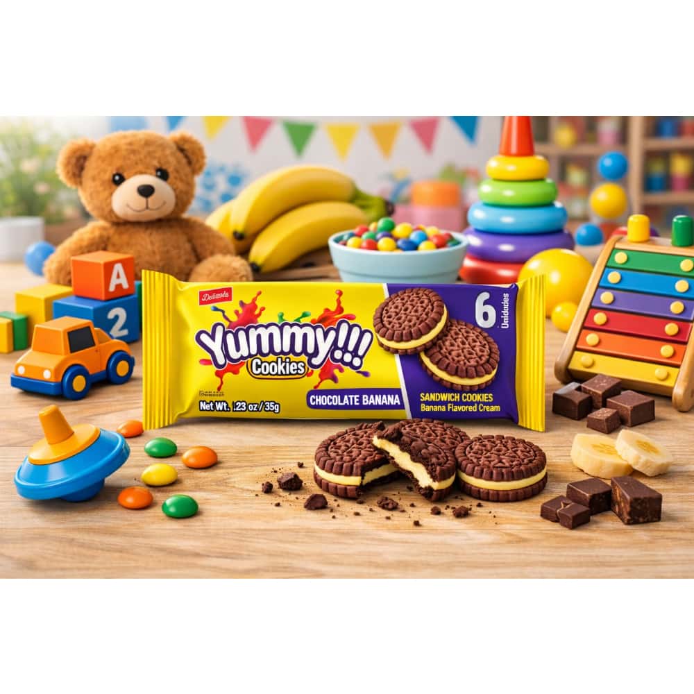 Galletas sándwich de choco rellenas de crema sabor a plátano Delizola (2 x 35 g / 1.23 oz) - Miniatura 2
