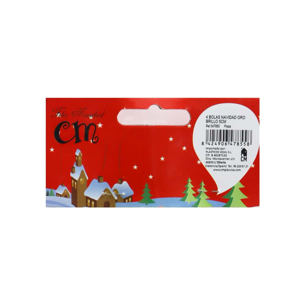 Set 4 bolas de Navidad color doradas con brillo de 5 cm Casa y Menaje - Miniatura 4