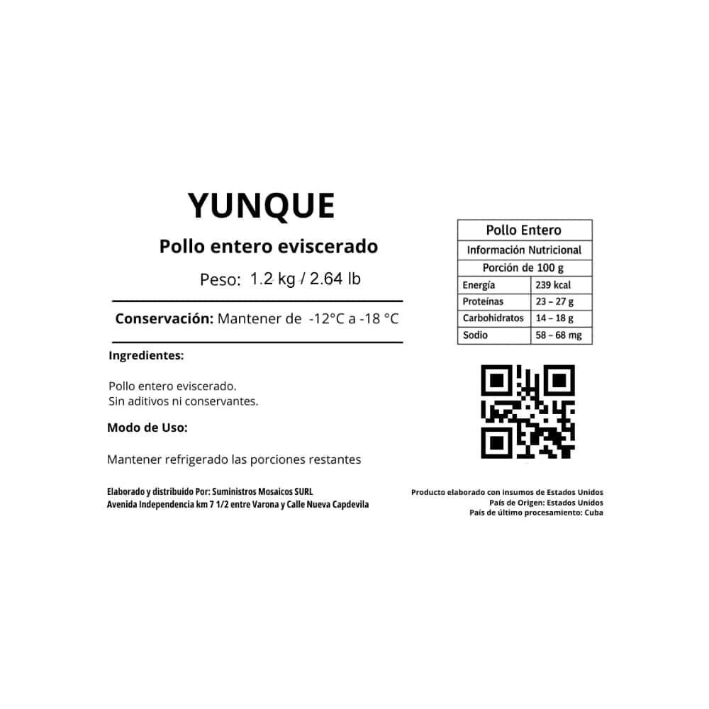 Pollo entero eviscerado Yunque (1.2 kg / 2.64 lb) - Miniatura 2