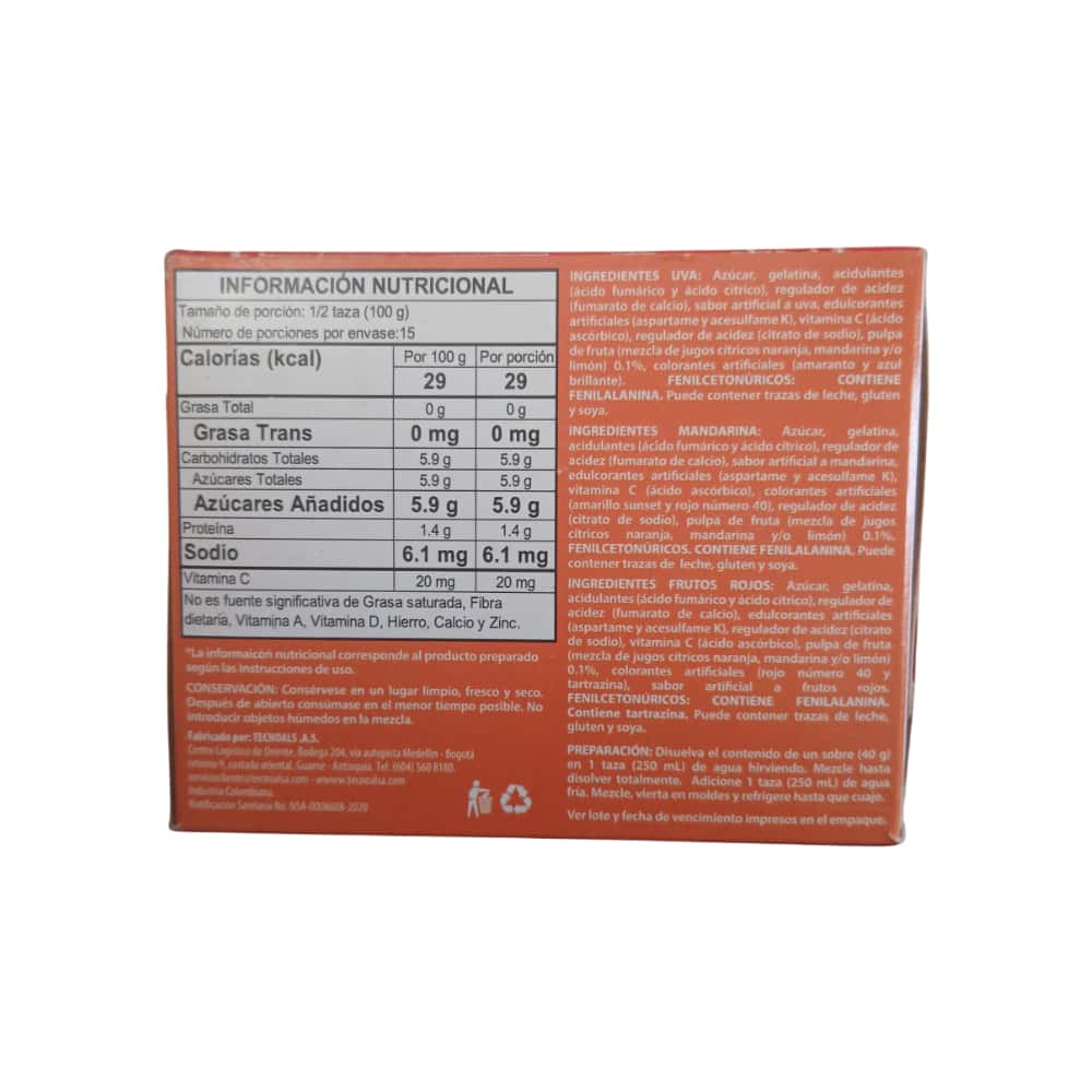 Gelatina sabor mandarina, frutos rojos y uva Boom (120 g / 4.23 oz) - Miniatura 4