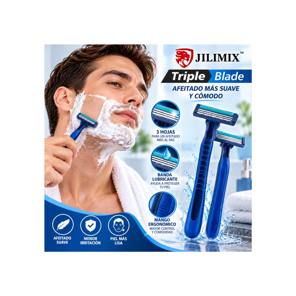 Máquinas de afeitar desechables con banda lubricante Jilimix - Miniatura 3