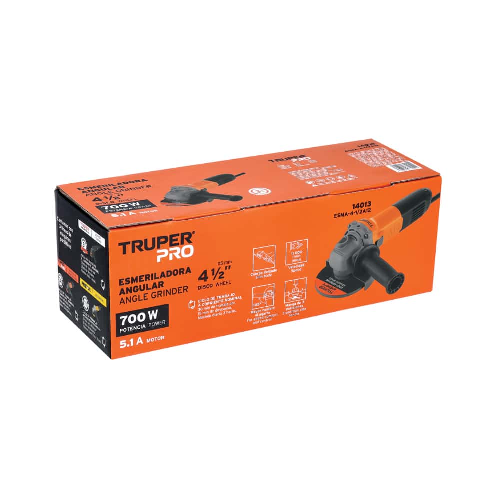 Esmeriladora angular 4-1/2" 700W Truper ESMA-4-1/2A12 - Miniatura 2