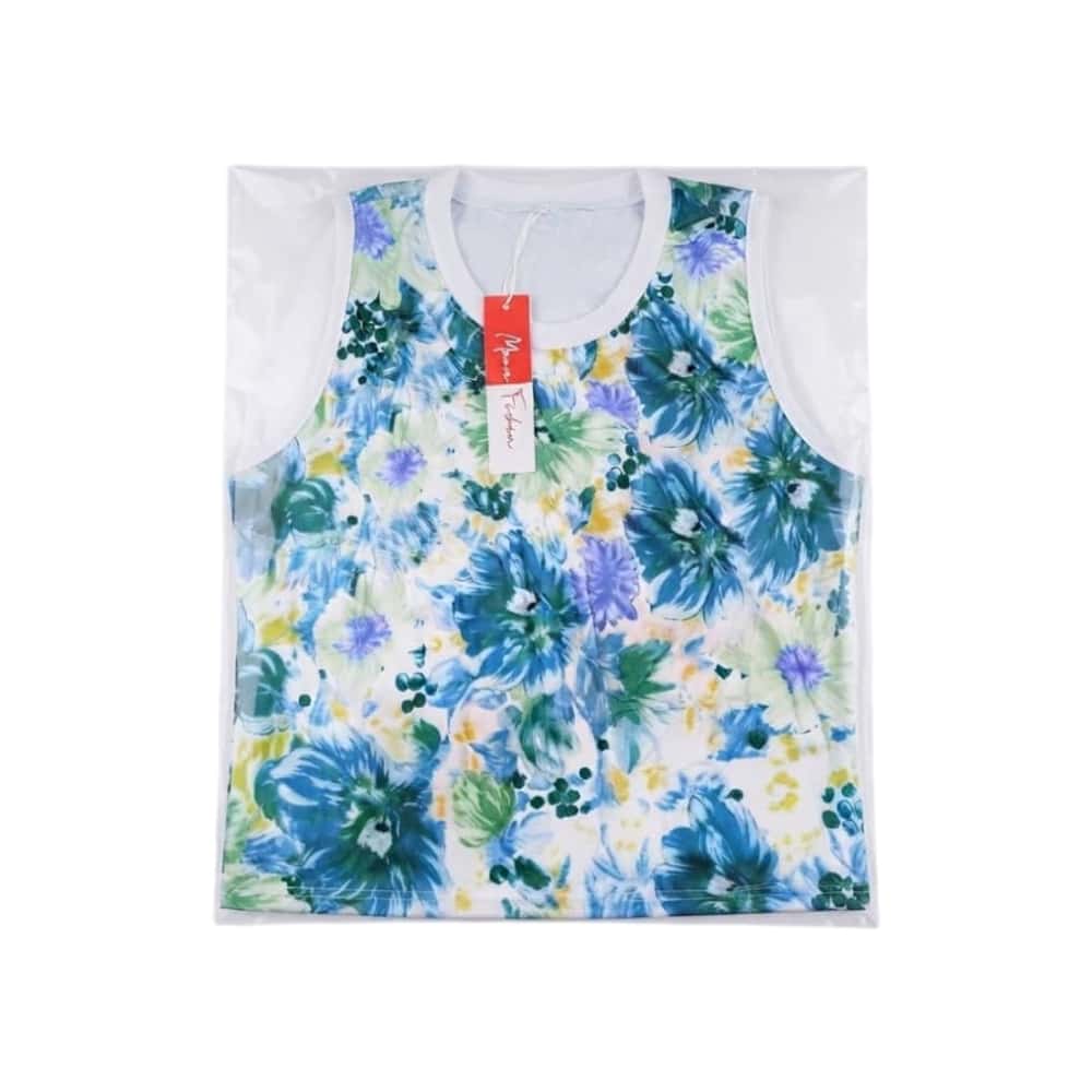 Vestido largo ajustado sin mangas con estampado floreado en tonos verde y azul Mana Fashion (Talla única) - Miniatura 3