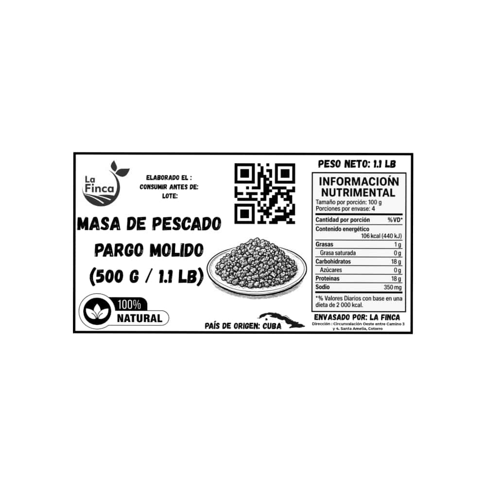 Masa de pescado pargo molido La Finca (500 g / 1.1 lb) - Miniatura 2
