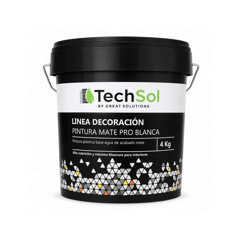 Pintura plástica base agua acabado mate pro blanca TechSol (4 kg / 8.8 lb) - Miniatura 1