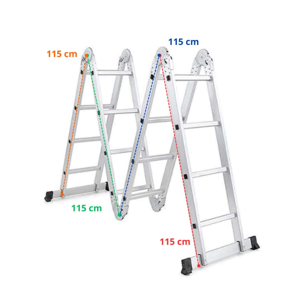 Escalera multifuncional de aluminio reforzado de 4 secciones - Miniatura 5